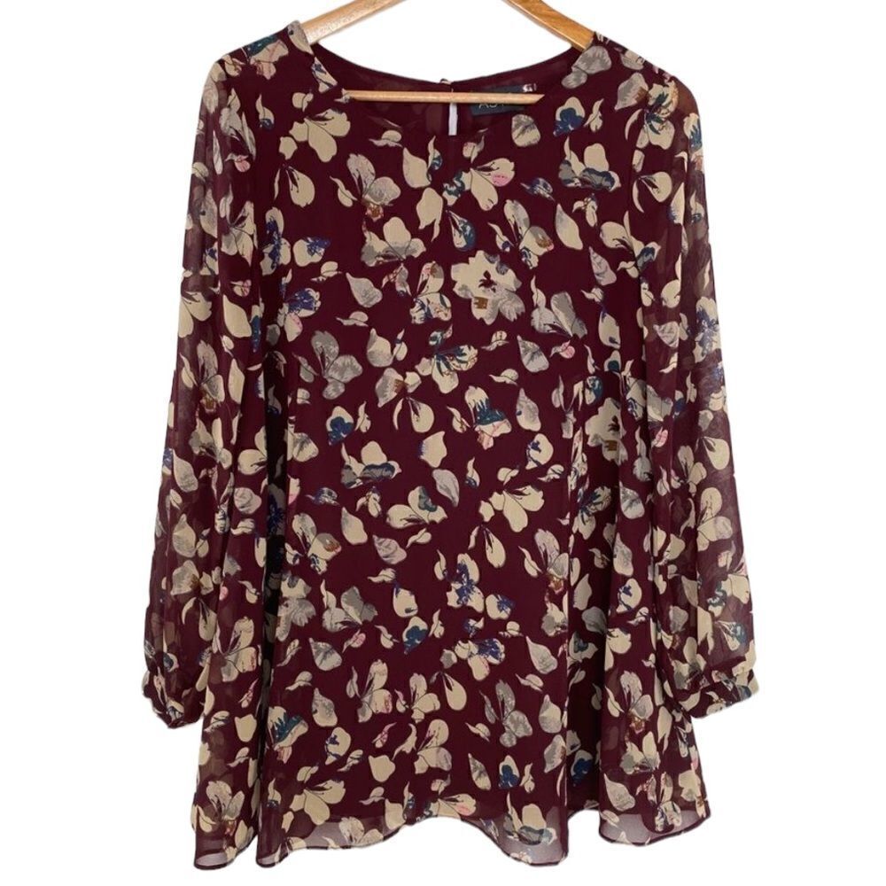 ASTR maroon floral tunic size xsmall